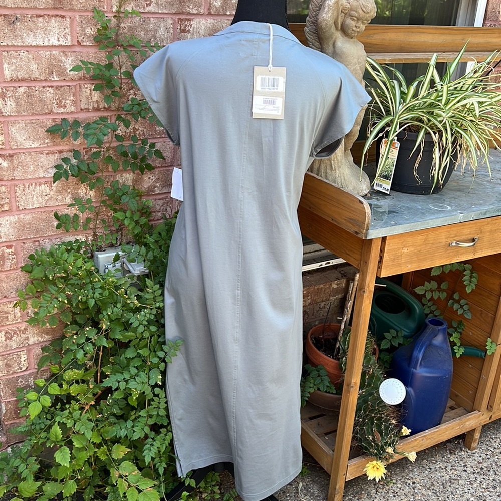 Everlane Lux Cotton Side Slit Tee Dress Faded Sage Size M - Picture 6 of 16